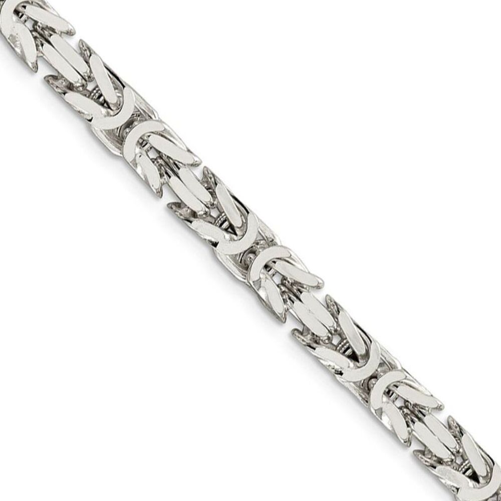 Men's 6mm, Sterling Silver, Solid Byzantine Chain Necklace, 28 Inch